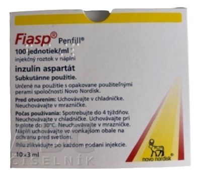 Fiasp 100 jednotiek/ml injekčný roztok v náplni