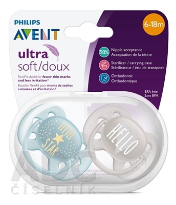 AVENT CUMLÍK 6-18M Ultra soft text, chlapec