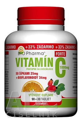 BIO Pharma Vitamín C so šípkami 1000 mg FORTE