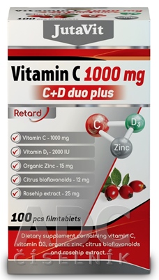 JutaVit Vitamín C 1000 mg + D3 2000 IU duo plus