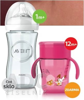 AVENT FĽAŠA Natural SKLO 240 ml AKCIA
