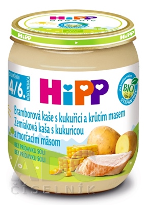 HiPP Príkrm BIO Zemiaky s kukuricou a morč.mäsom