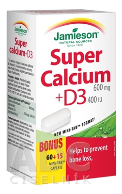 JAMIESON SUPER VÁPNIK S VITAMÍNOM D3 600 mg/400IU