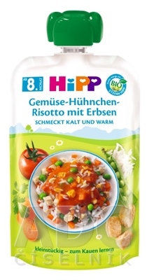 HiPP BIO Zeleninové rizoto, kuracie mäso s hráškom